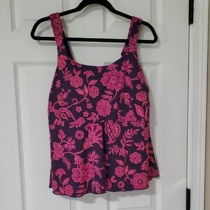 Lands' End Pink Floral Swim Top